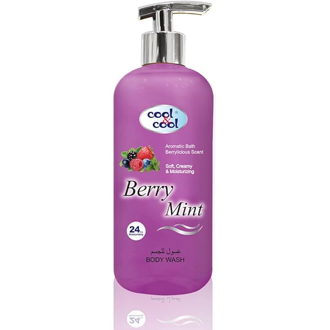 Cool & Cool Body Wash Berry Mint 500ML - Refreshing, Vitamin- E, 24-Hour Moisturizing, Invigorating Scent, Suitable for All Skin Types